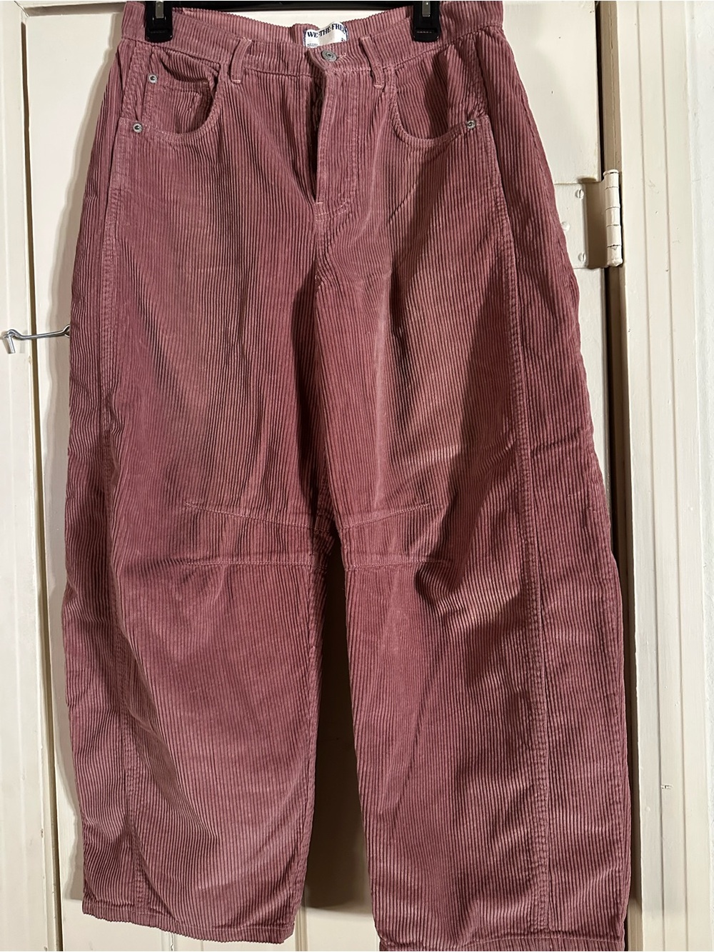 We The Free Good Luck Mid-Rise Cord Barrel Jeans in Withered Rose - Picture 5 of 13